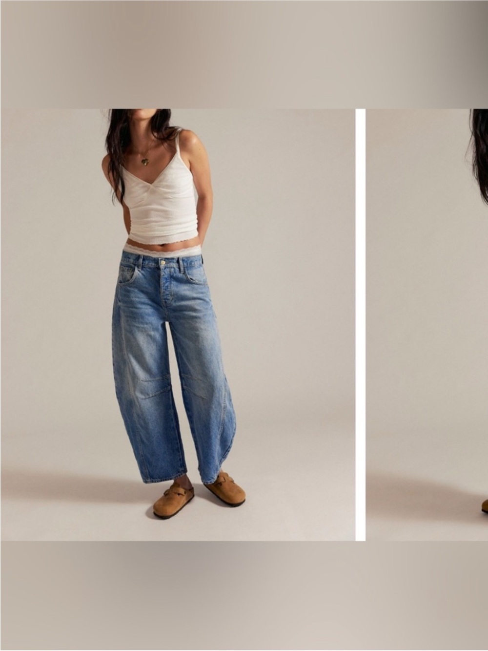 NWOT Free People We The Free Good Luck Mid-Rise Barrel Jeans light beam - 25S IR - Picture 6 of 17